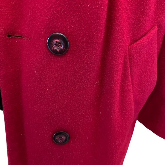 Casual Red Peacoat Size 10, MADE IN UKRAINE, 100% WOOL - Picture 6 of 10